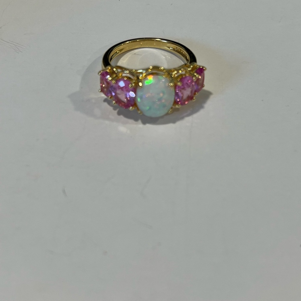 Elegant Gold and Pink Opal Ring